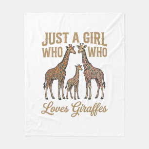 Vintage Girl Who Loves Giraffes Shirt Design_1 Fleece Blanket