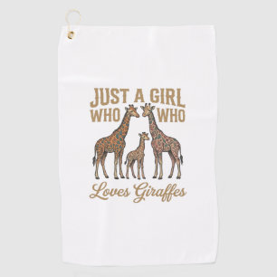 Vintage Girl Who Loves Giraffes Shirt Design_1 Golf Towel
