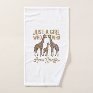 Vintage Girl Who Loves Giraffes Shirt Design_1 Hand Towel