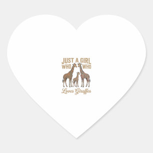 Vintage Girl Who Loves Giraffes Shirt Design_1 Heart Sticker