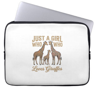 Vintage Girl Who Loves Giraffes Shirt Design_1 Laptop Sleeve