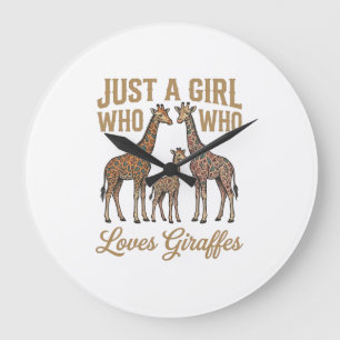 Vintage Girl Who Loves Giraffes Shirt Design_1 Large Clock