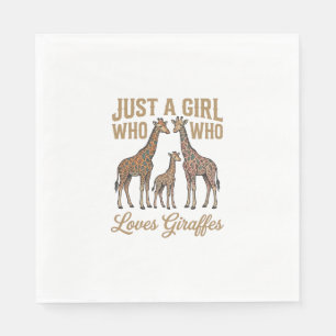 Vintage Girl Who Loves Giraffes Shirt Design_1 Napkin
