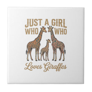 Vintage Girl Who Loves Giraffes Shirt Design_1 Tile