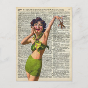 Vintage Girl with a starfish Postcard