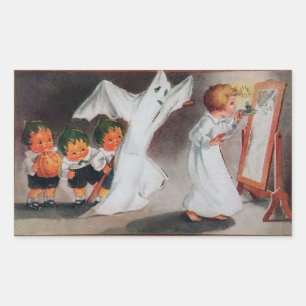 Vintage Girl with Candle Halloween Sticker