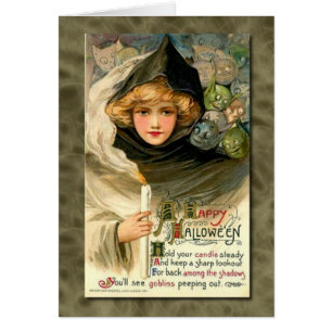 Vintage Girl with Candles Girl and Goblins