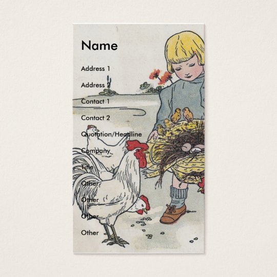 Vintage Girl with Chickens Business Card