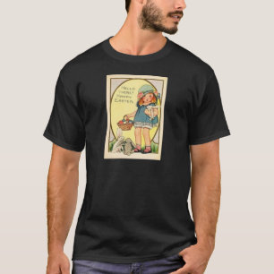 Vintage Girl With Easter Bunnies & Eggs Easter Car T-Shirt