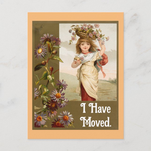 Vintage Girl With Flowers Postcard (Front)