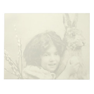 Vintage girl with giant Easter bunny Notepad