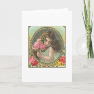Vintage- girl with roses card