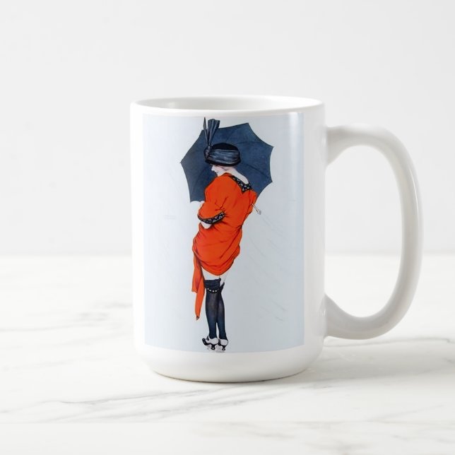 Vintage Girl With Umbrella Coffee Mug (Right)