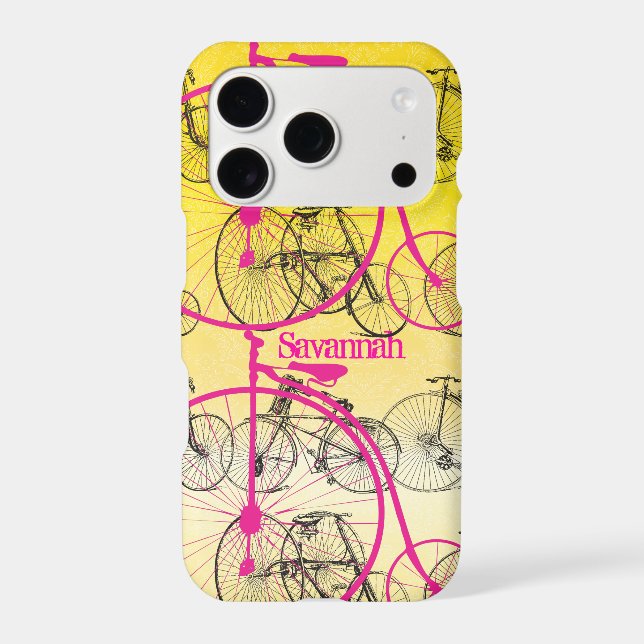 Vintage Girl Yellow Pink Bike Retro Bicycle  (Back)