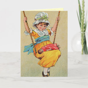 Vintage Girl's Birthday Card