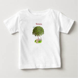 Vintage girls collecting flowers baby t-shirt