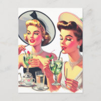 Vintage Girls Drink Illustration