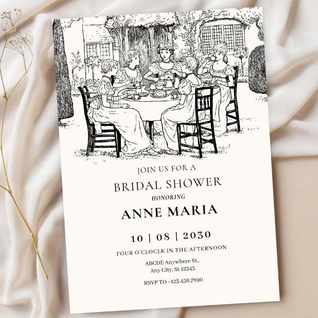 Vintage girls having tea bridal shower invitation (Creator Uploaded)