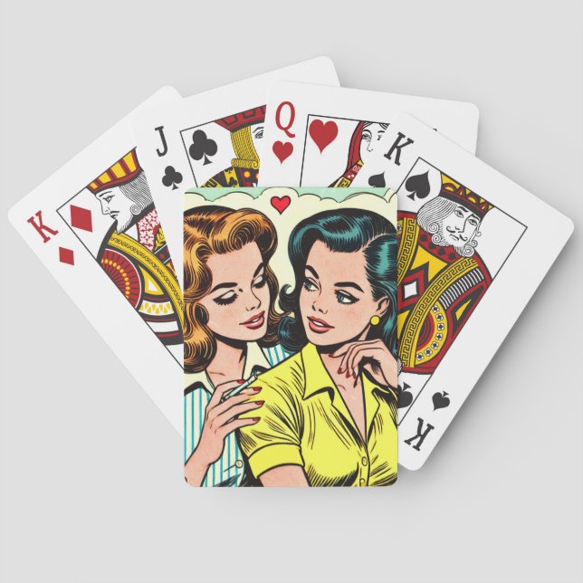 Vintage Girls Romance Comics Playing Cards (Back)