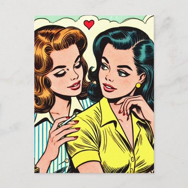 Vintage Girls Romance Comics Postcard (Front)