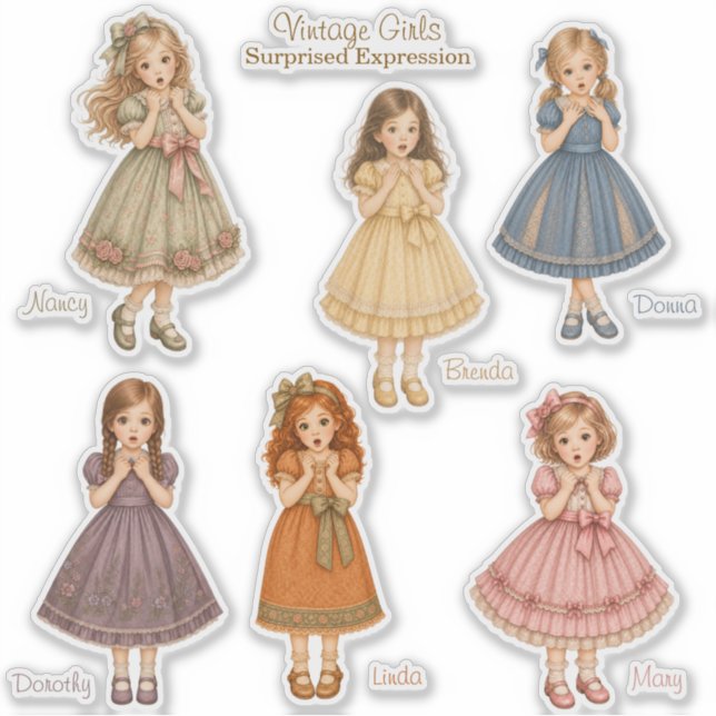 Vintage Girls: Surprised Expression Collection (Front)