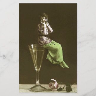 Vintage Girls up on wine glas Stationery