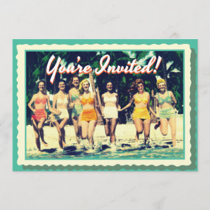 Vintage Girl's Weekend Beach Party Invitation