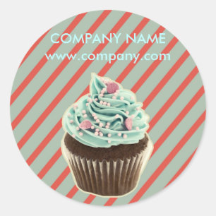 vintage girly cake catering bakery cupcake classic round sticker