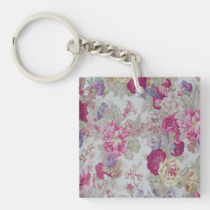Vintage Girly Elegant Pink Roses Key Ring