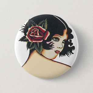 Vintage Girly Girl 6 Cm Round Badge
