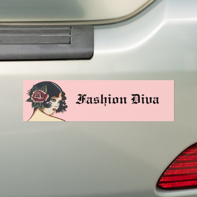 Vintage Girly Girl Bumper Sticker (On Car)