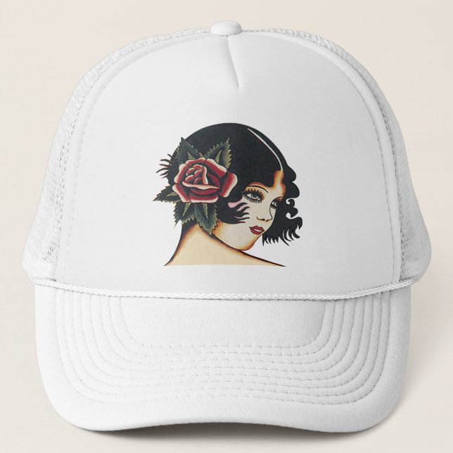 Vintage Girly Girl Trucker Hat (Front)