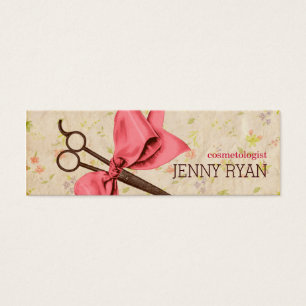 vintage girly hair stylist pink bow floral shears