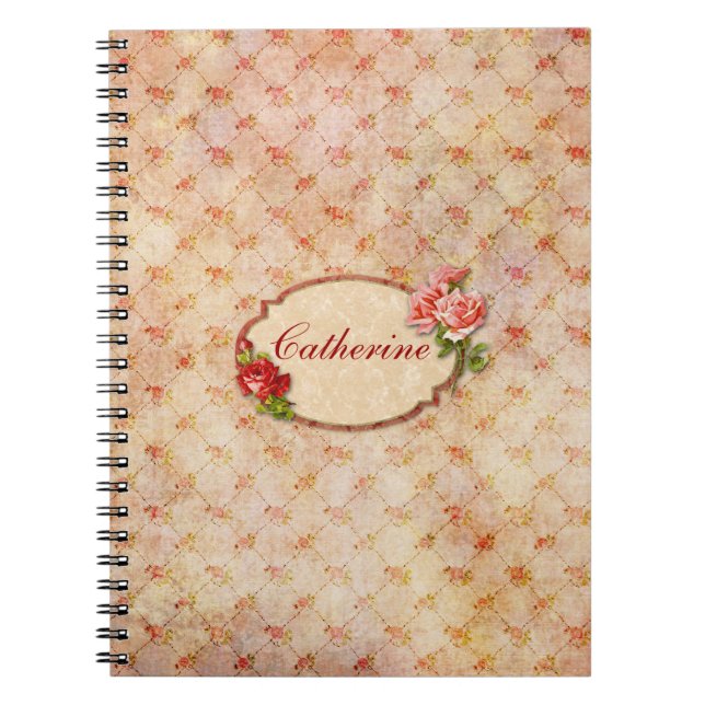 Vintage Girly Personalised Floral Notebook (Front)