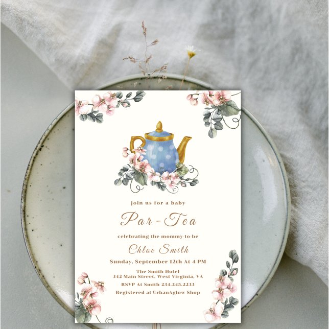 Vintage Girly Wildflower Par-Tea Baby Shower Invitation (Vintage Girly Wildflower Par-Tea Baby Shower Invitation)