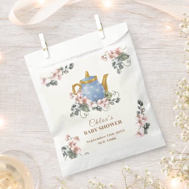 Vintage Girly Wildflower Tea Baby Shower  Favour Bags (Clipped)
