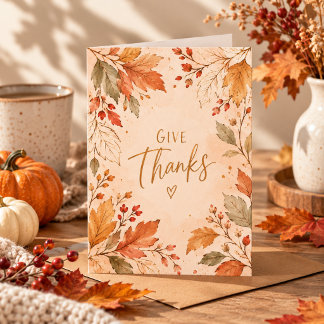 Vintage Give Thanks Thanksgiving Holiday Greeting Card