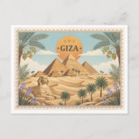 Vintage Giza Egypt Travel Postcard