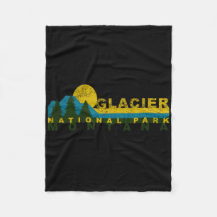 Vintage Glacier Bay National Park Mountain Sunset Fleece Blanket