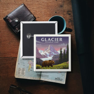 Vintage Glacier National Park 15 Cm Square Badge