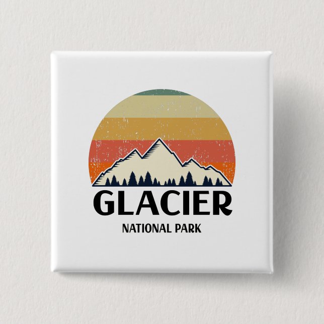 Vintage Glacier National Park 15 Cm Square Badge (Front)