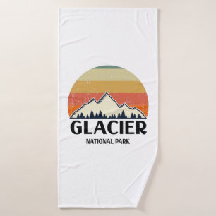 Vintage Glacier National Park Bath Towel