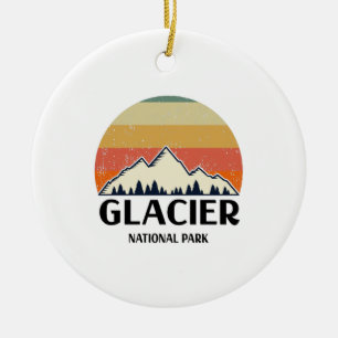 Vintage Glacier National Park Ceramic Tree Decoration