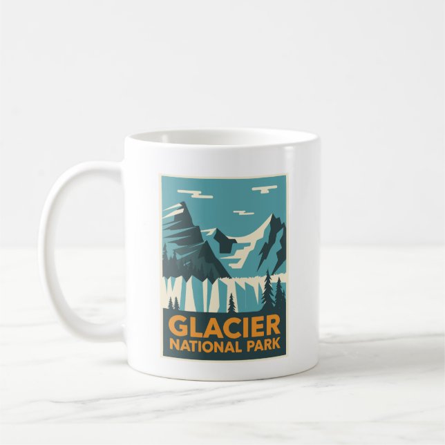 Vintage Glacier National Park Coffee Mug (Left)