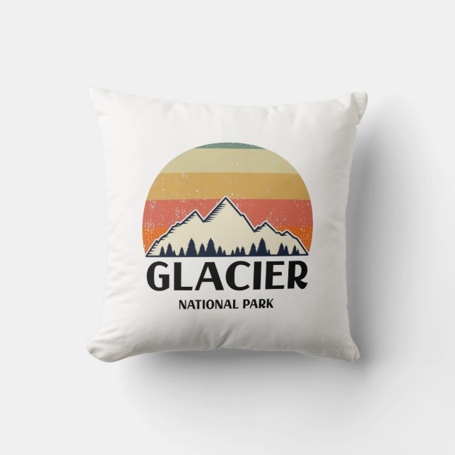 Vintage Glacier National Park Cushion (Front)