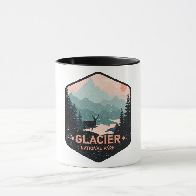 Vintage Glacier National Park Deer Mountains Gift Mug (Center)