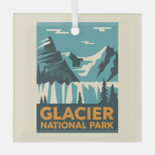 Vintage Glacier National Park Glass Tree Decoration