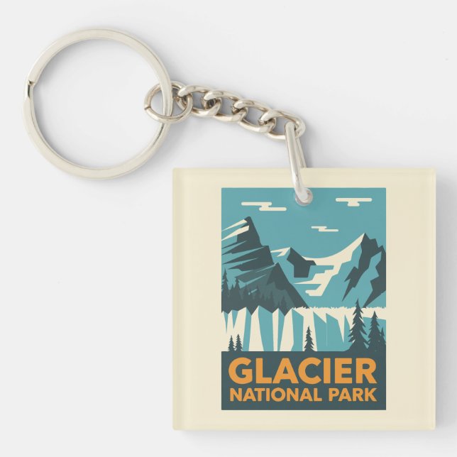 Vintage Glacier National Park Key Ring (Front)