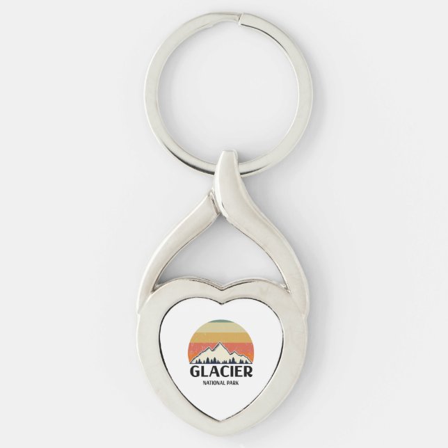 Vintage Glacier National Park Key Ring (Front)