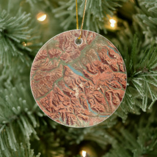Vintage Glacier National Park Map Ceramic Tree Decoration